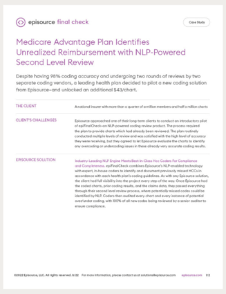 MEDICARE ADVANTAGE PLAN IDENTIFIES UNREALIZED REIMBURSEMENT WITH NLP-POWERED SECOND LEVEL REVIEW