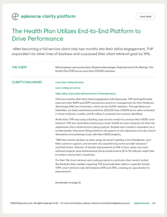 THE HEALTH PLAN UTILIZES END-TO-END PLATFORM TO DRIVE PERFORMANCE